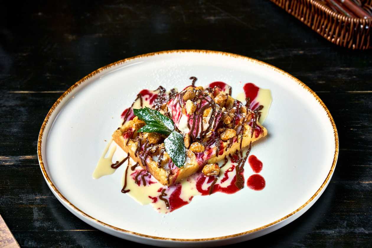 Waffles with ice cream