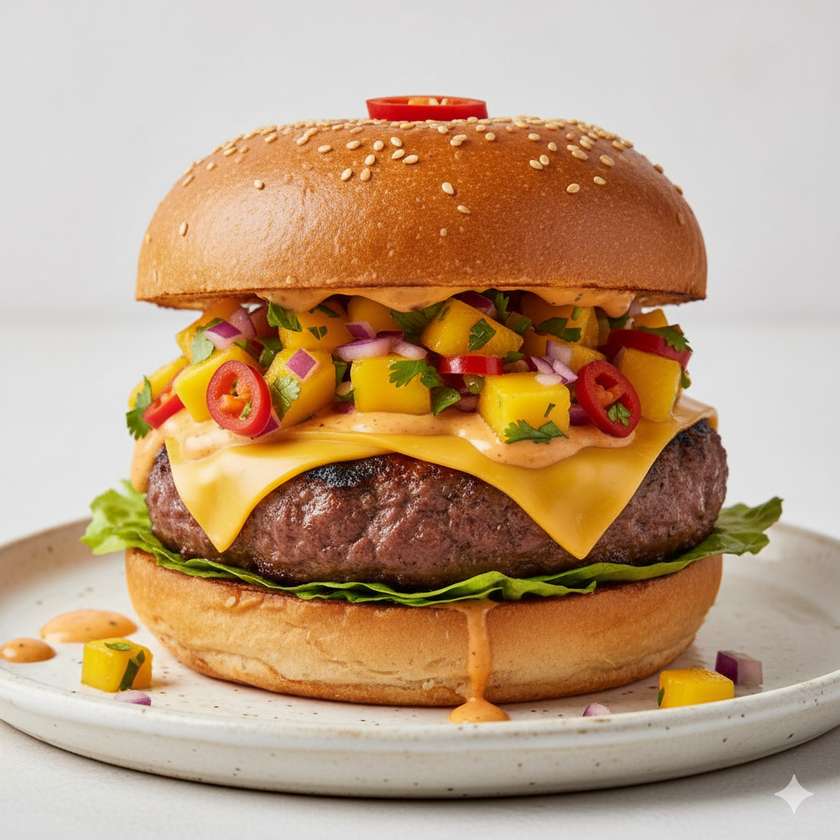 Mango habanero burger