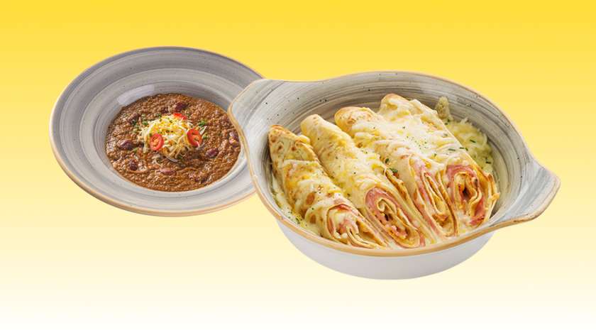 Lietiniai su kumpiu ir sūriu + Sriuba