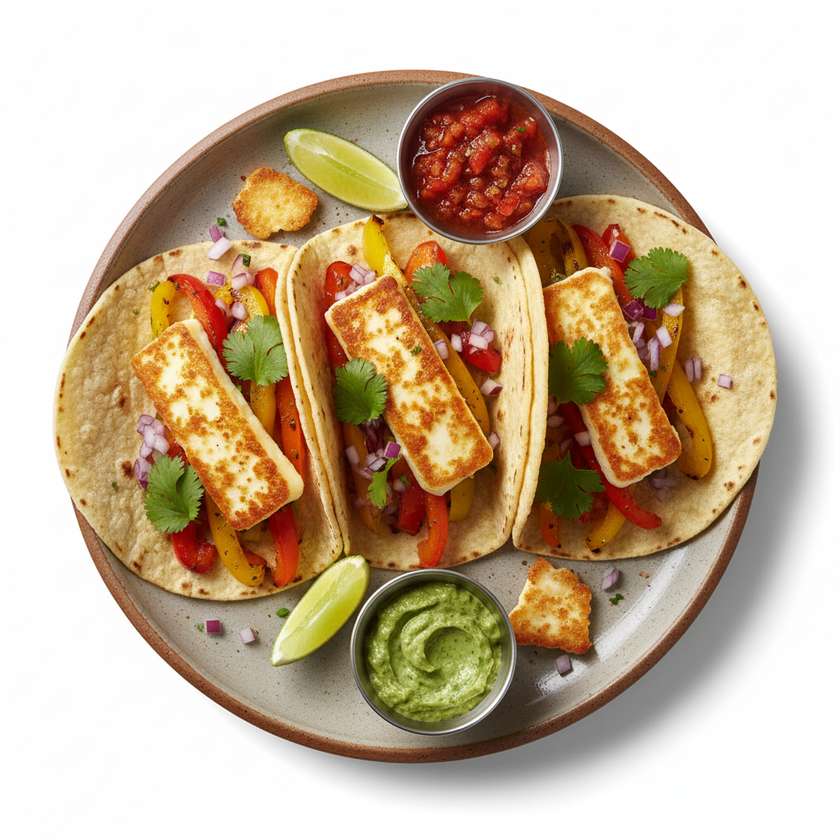 Tacos de halloumi y pimienta