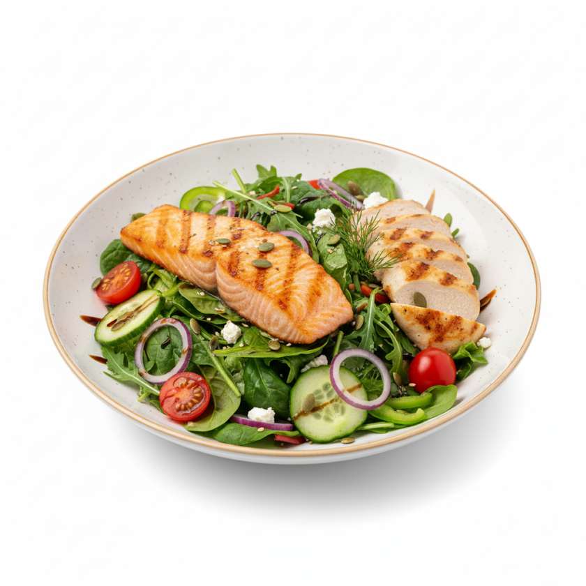 Salad with grilled salmon/chicken