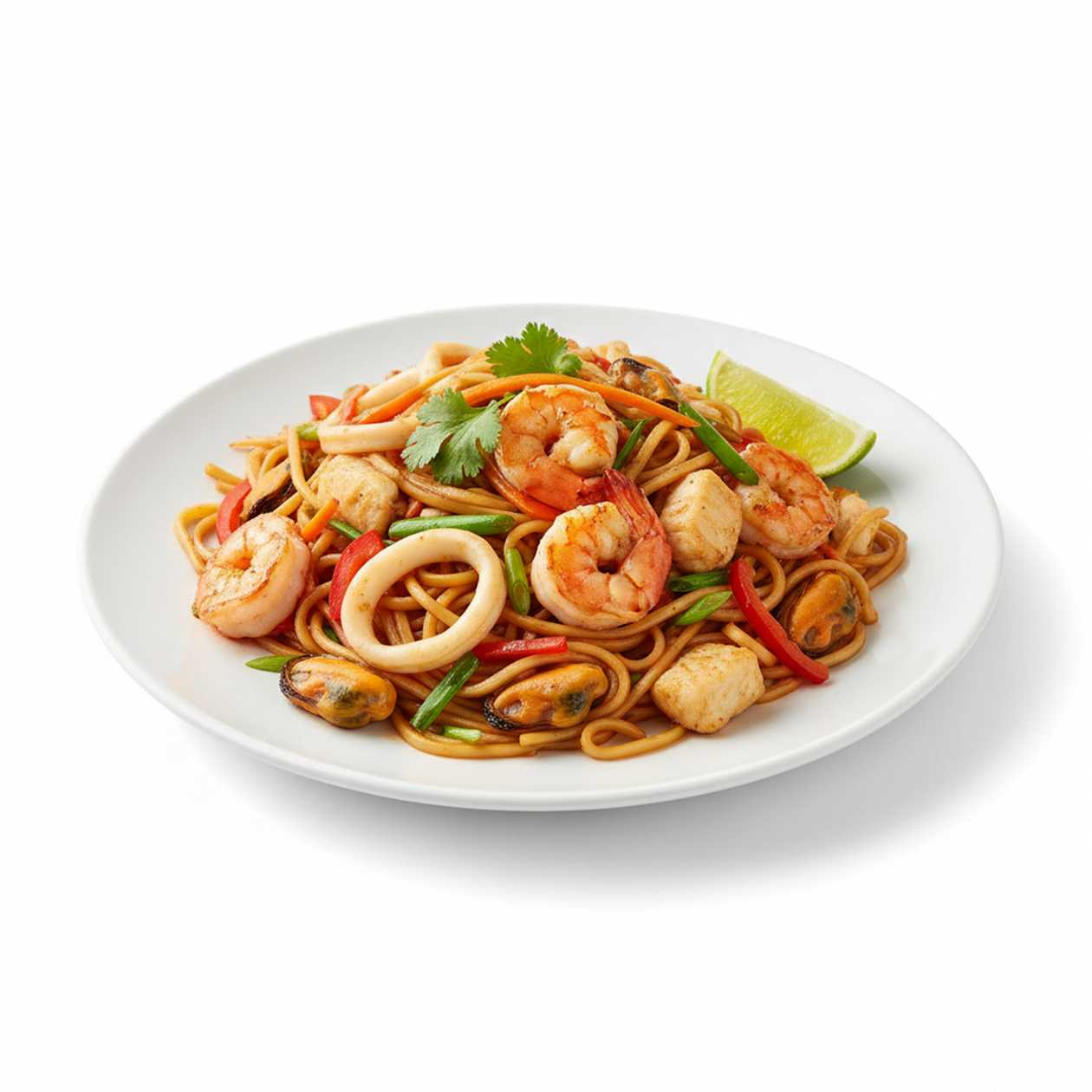 Fried noodles with seafood