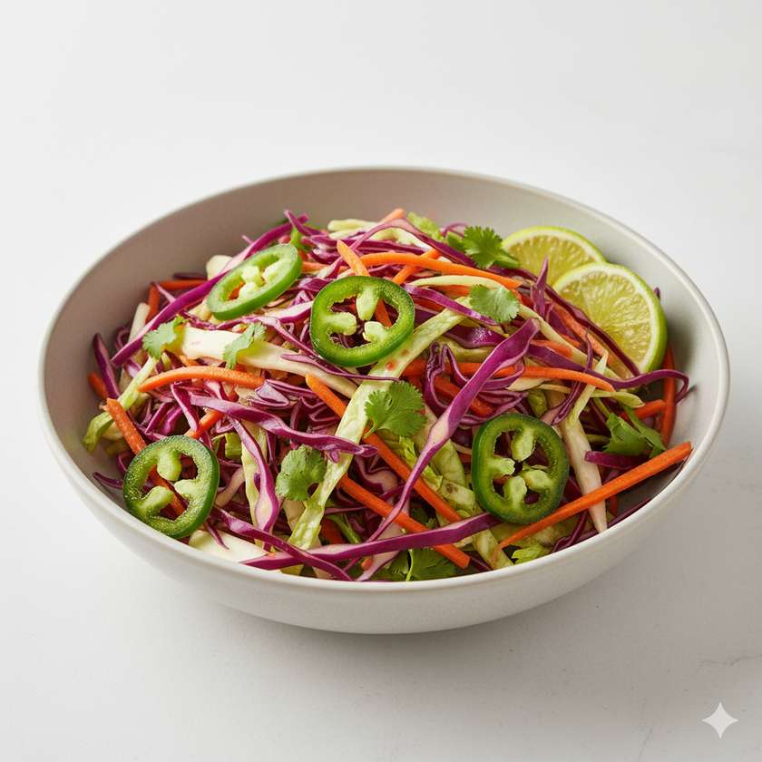 Cabbage salad with jalapenos peppers