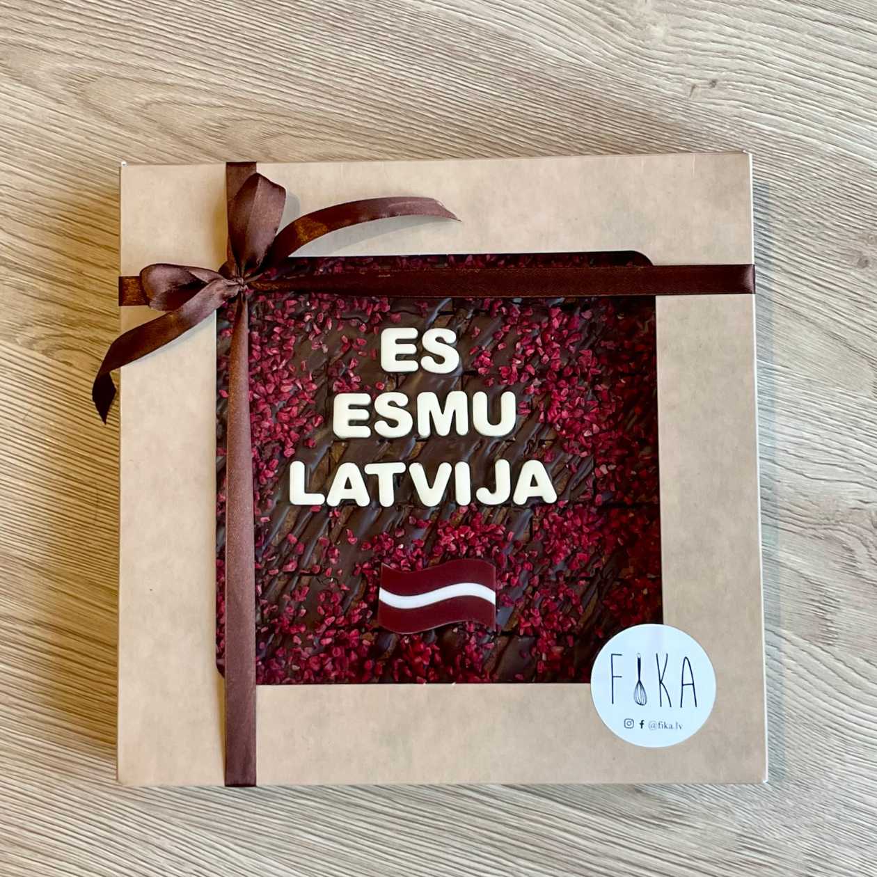 Celebration Brownie with "I AM LATVIA" Inscription