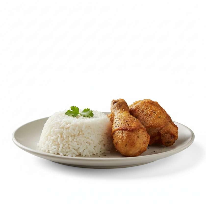 Plain rice with 2pcs chicken