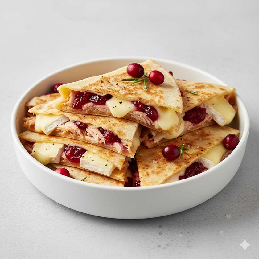 Quesadilla pavo con camembert y arandano