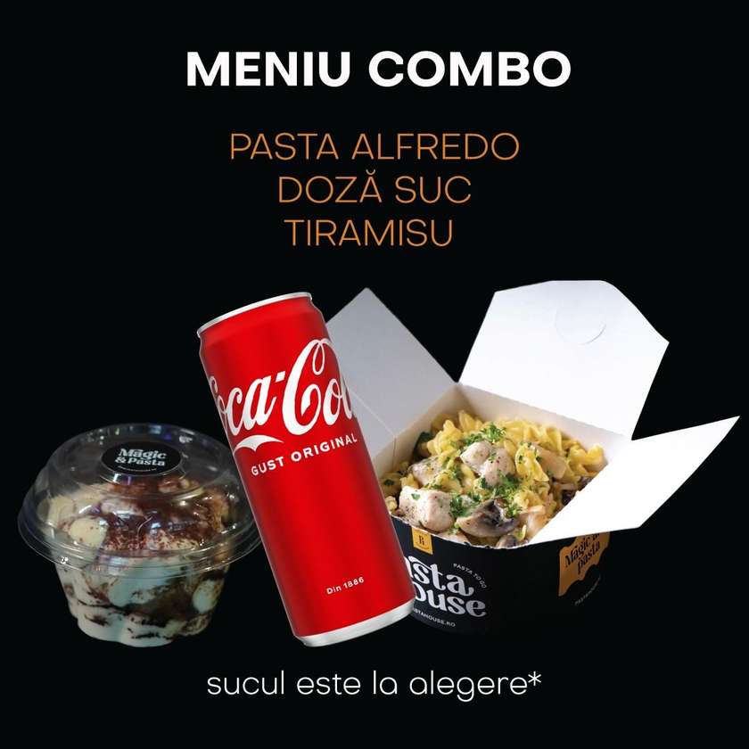 Combo Alfredo with tiramisu and juice