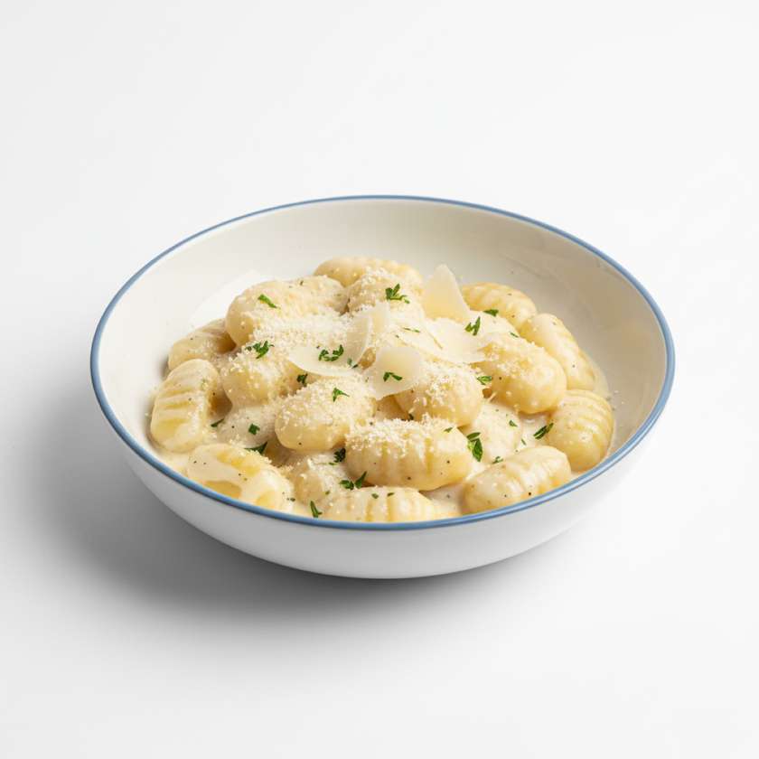 Gnocchi Quattro formaggi se smetanovou omáčkou, grana padano