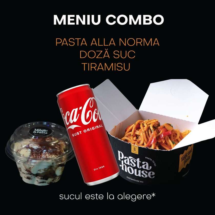 Combo alla Norma with tiramisu and juice