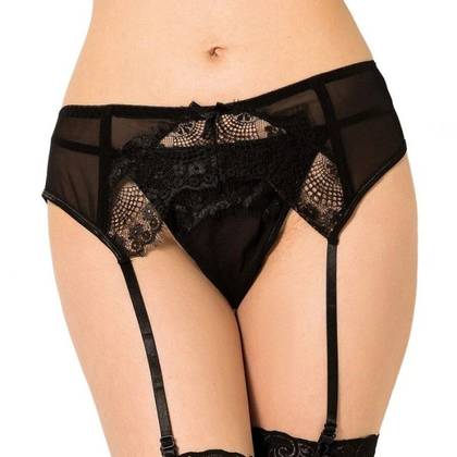 QUEEN Black Garter Belt with Panties 22356, Size L/XL
