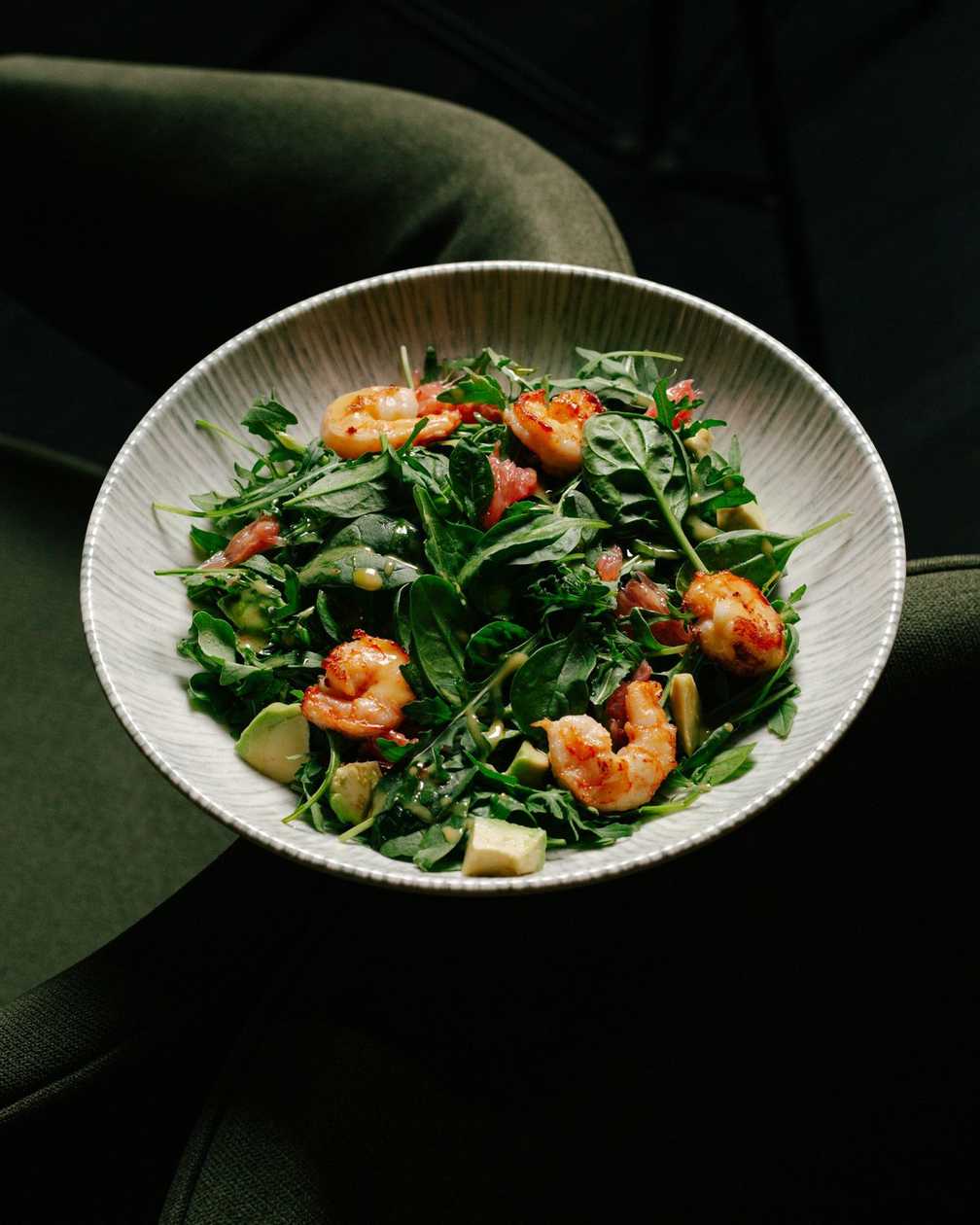 Shrimp, avocado and grapefruit salad