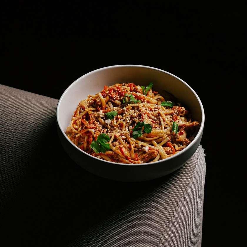 Udon Noodles with Spicy Cajun Chicken