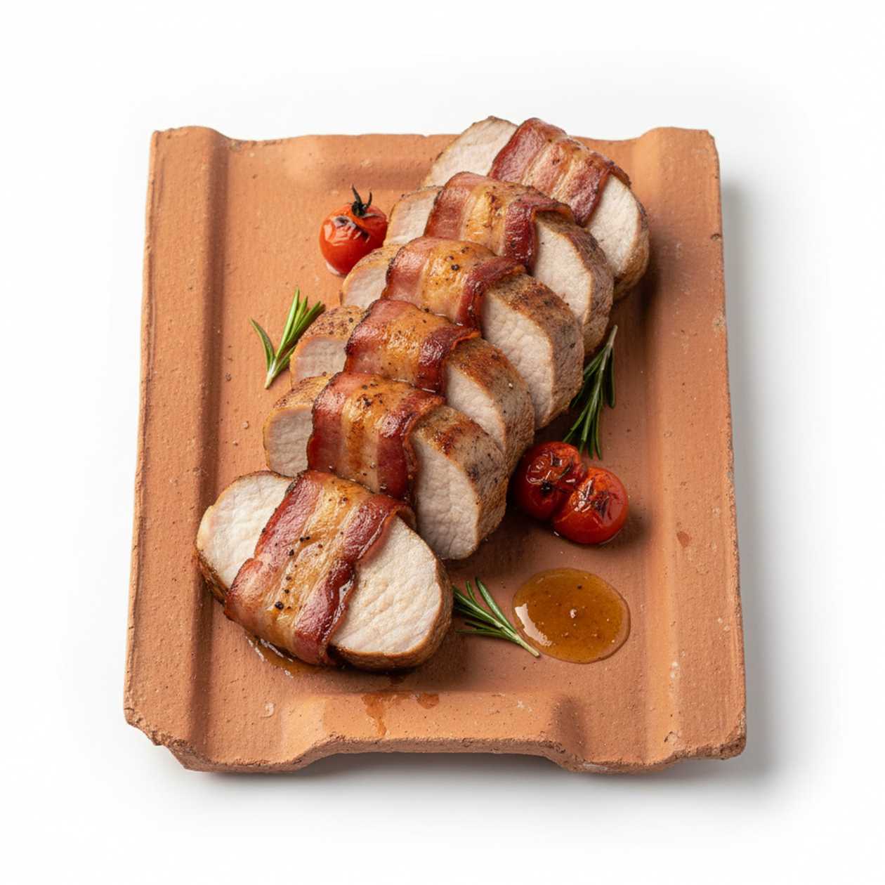 Lombinho de Porco na Telha com Bacon