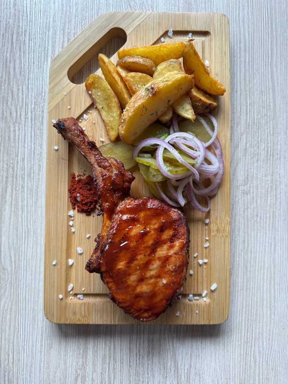 Pork steak on the bone