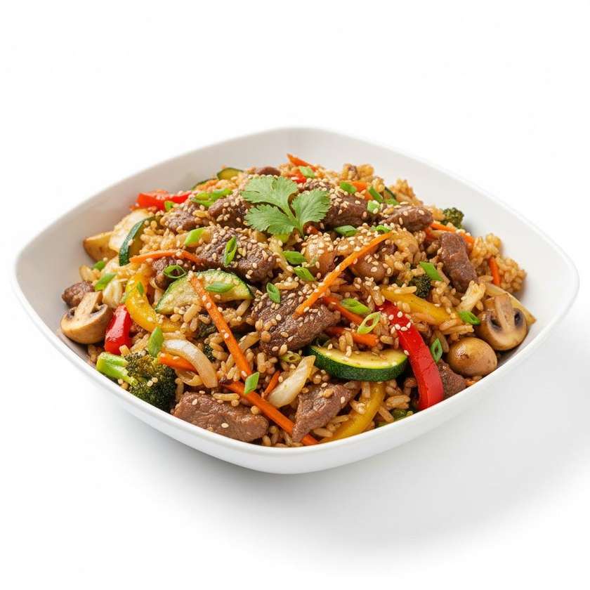 Wok rice with beef