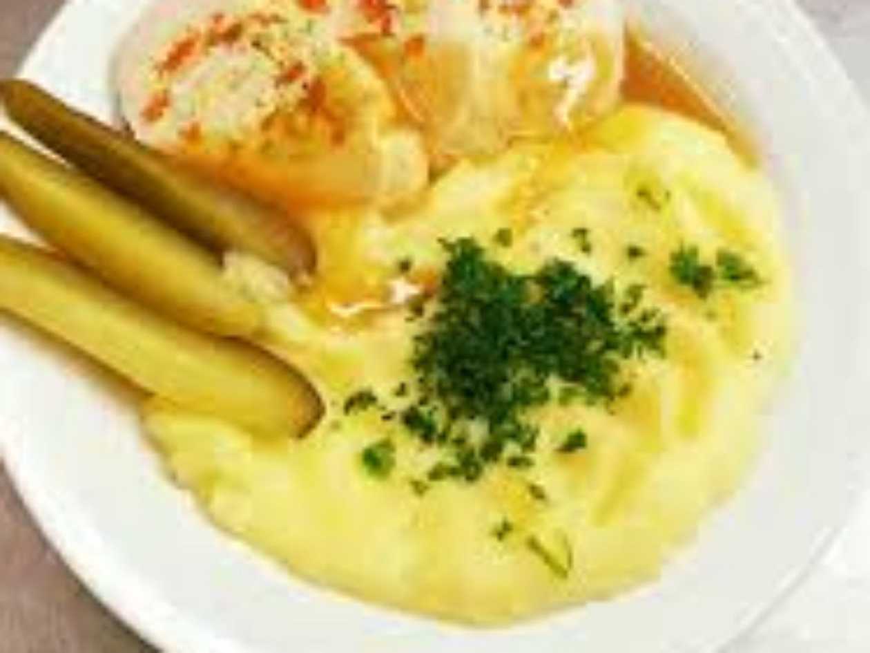 Kuřecí roláda, kaše