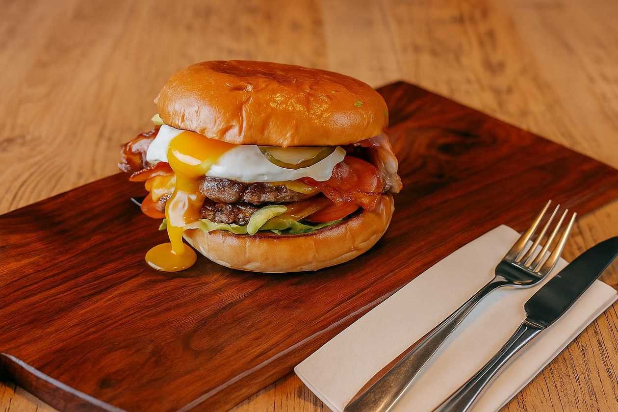 Egg & Bacon Smashed Burger 390g
