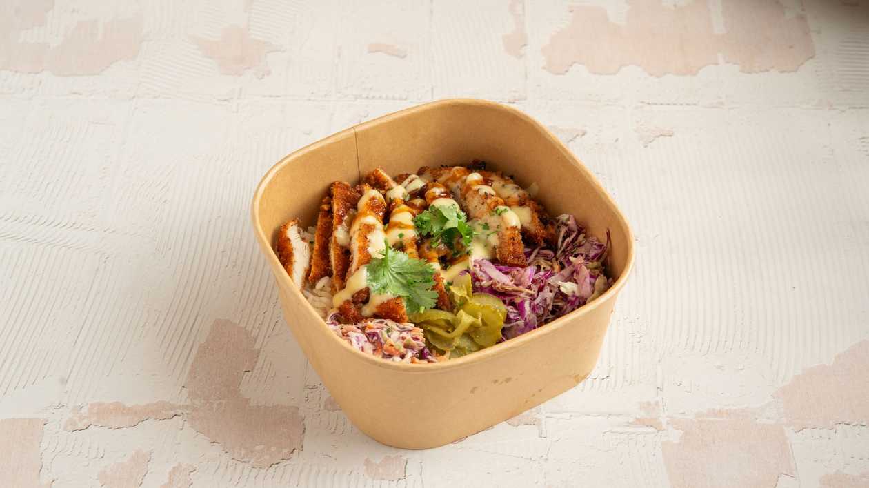 Chicken Katsu Bowl With Rice & Coleslaw