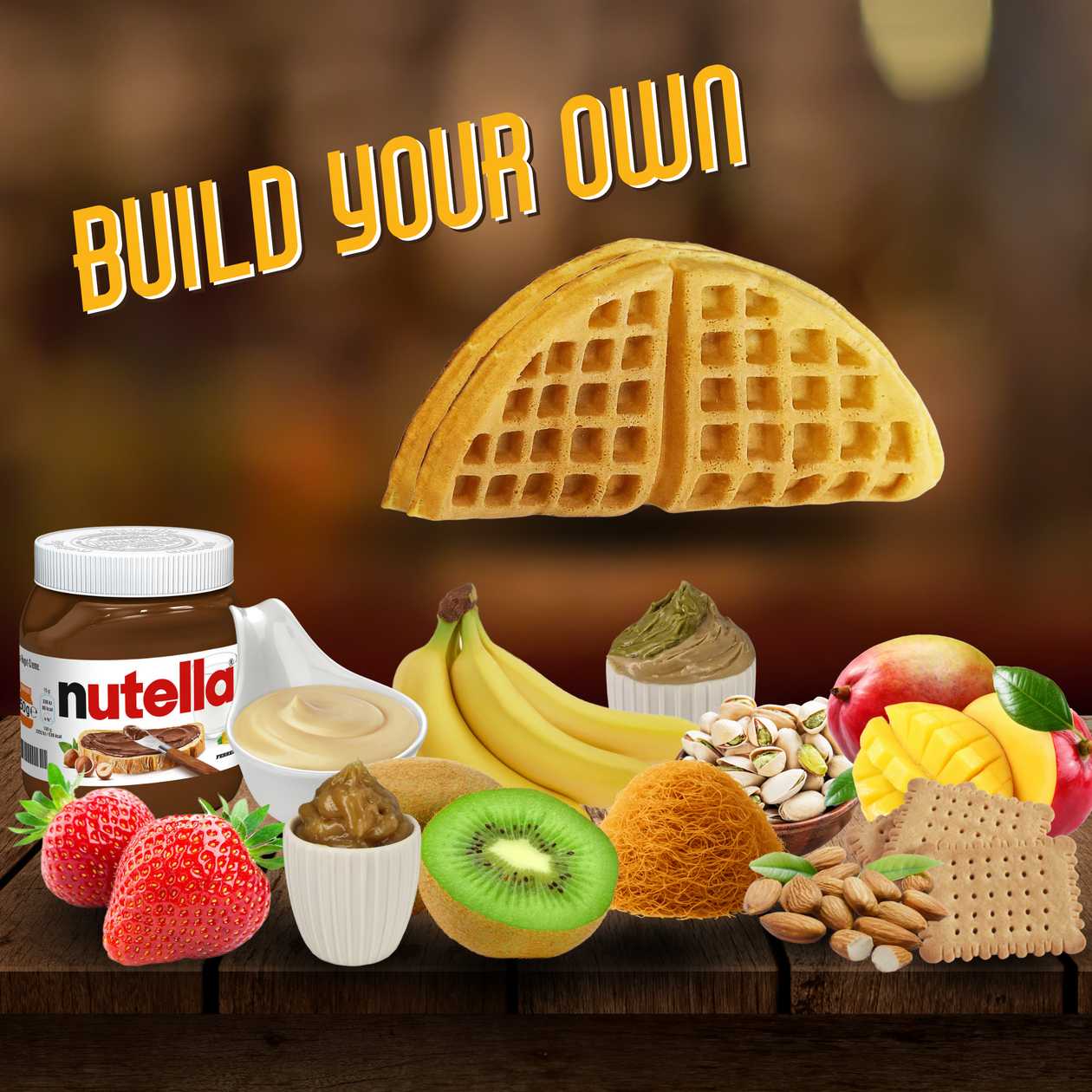 Waffle with toppings of choice