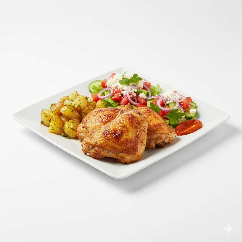 Chicken Thigh Menu with Potatoes and Side Dish