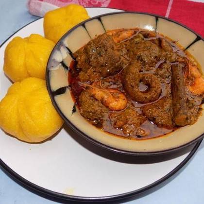 Banga Soup and Eba