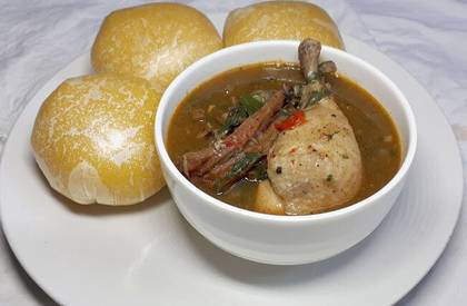 Nsala Soup and Eba