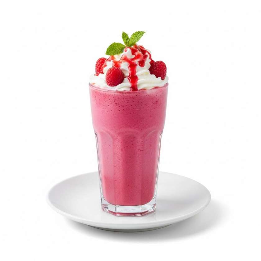 Raspberry Milkshake With Whipped Cream