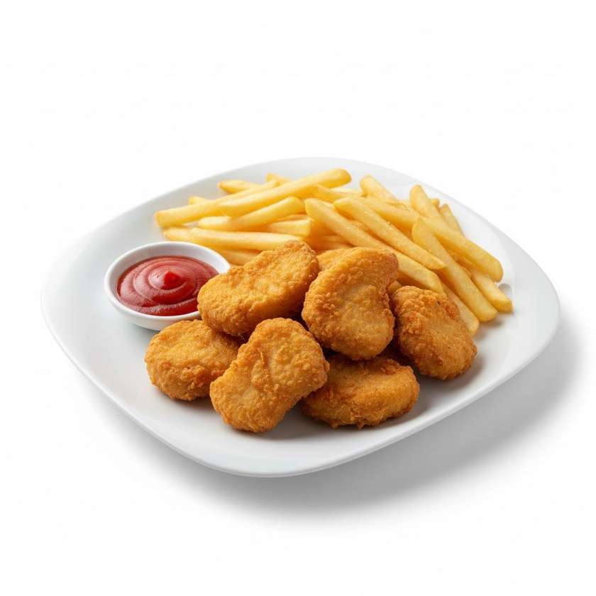 Chicken Nuggets With Fries And Ketchup