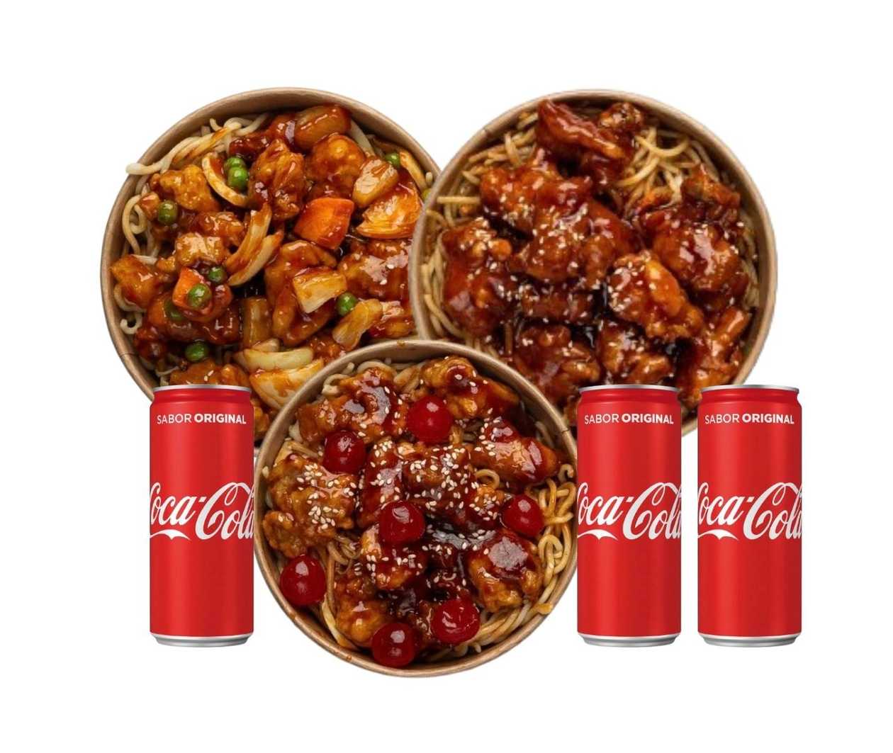 Chicken Egg Noodles + Chef's Cherry Wok + Special Megushu + 3 Small Drinks