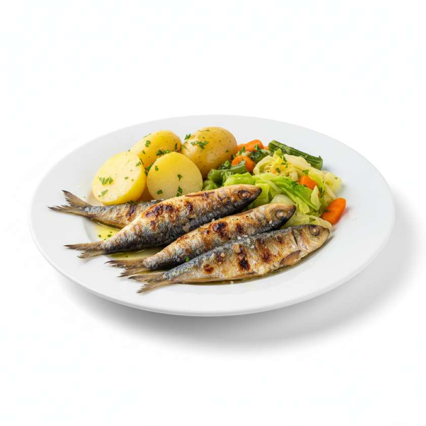 Sardine with Boiled Potato and Vegetables