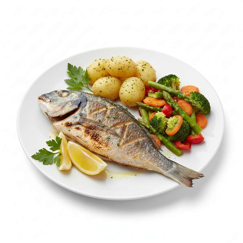 Tuna with Boiled Potatoes and Vegetables