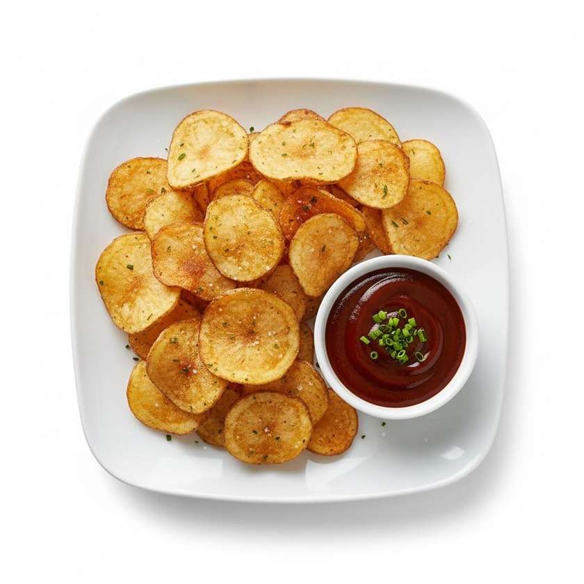 Homemade Potato Chips With BBQ Dip