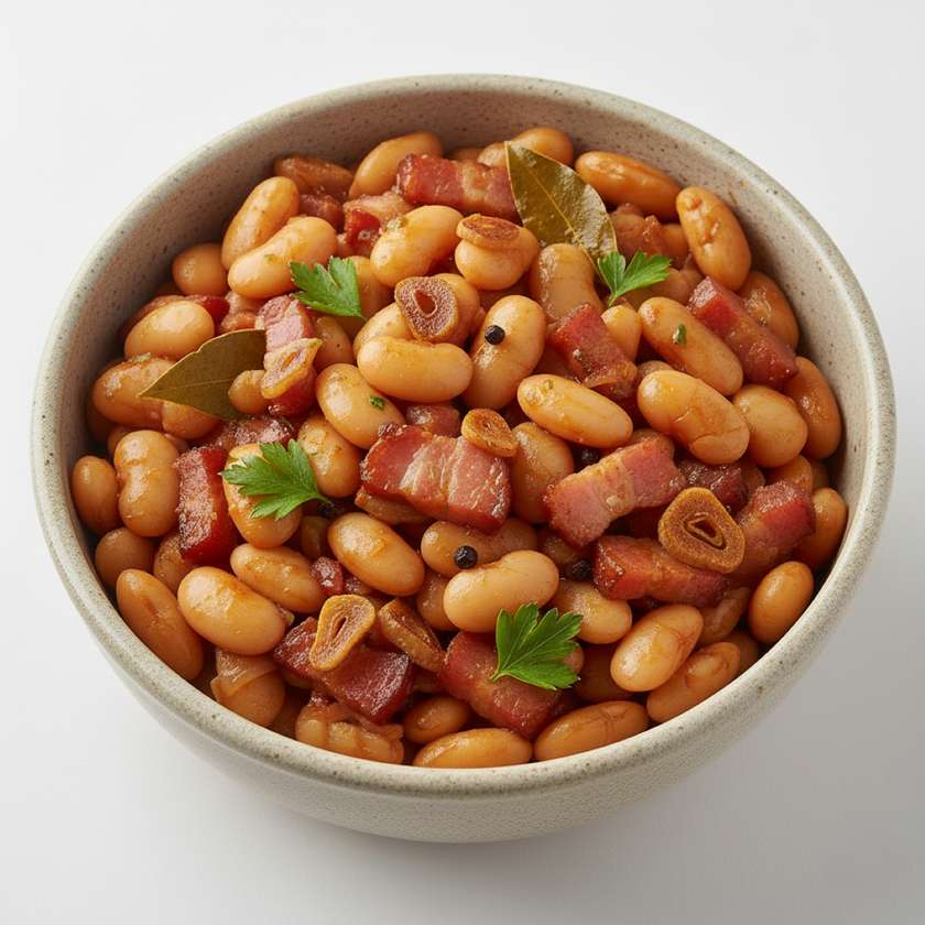 Fazolky se slaninou a česnekem