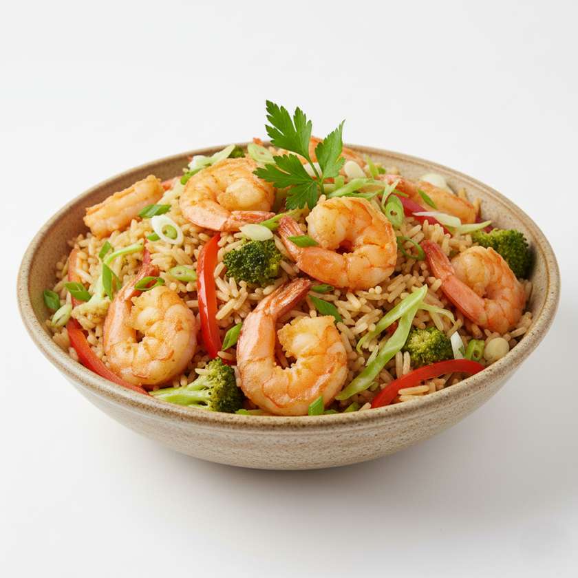 Fried Shrimp with Vegetables, Rice