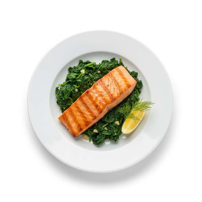 Grilled Salmon On A Bed Of Spinach