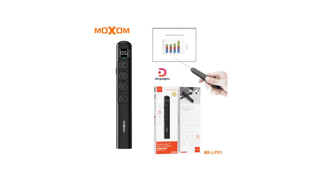 #611D#Moxom®MX-LP01 Pioneer Laser Page Turning Pen Powerpoint Presenter – Black