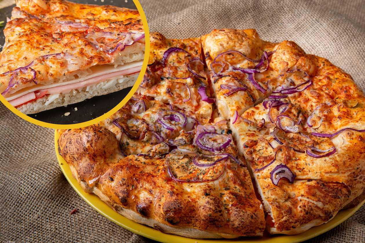 Focaccia with cheese and ham