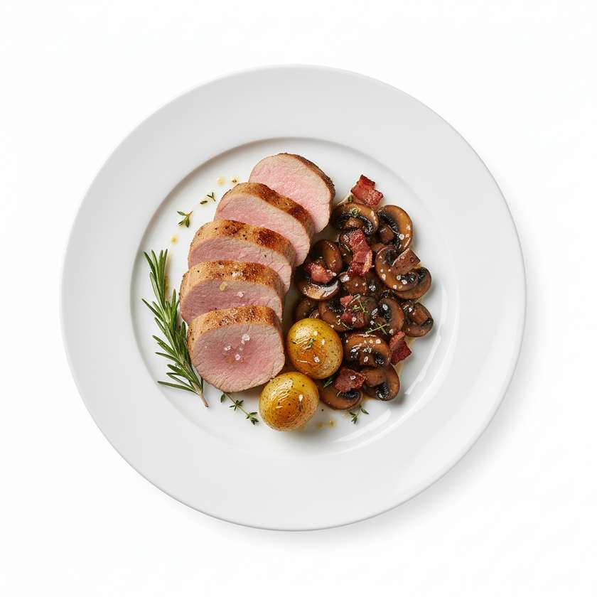 Sous Vide pork tenderloin with portobello