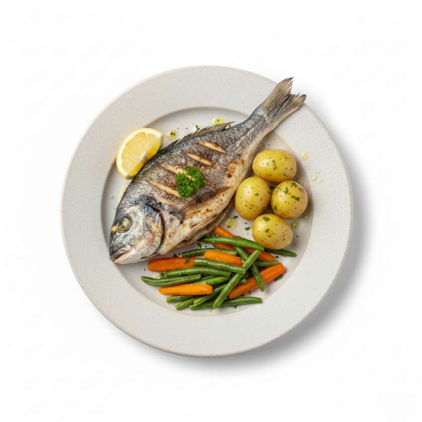 Gilt-head Bream with Boiled Potatoes and Vegetables