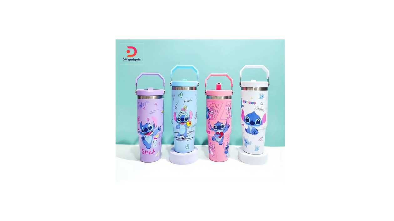 #606P#Stitch-B® 900ml Insulated Tumbler with Straw and Lid – Blue