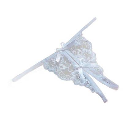 White Open Crotch Thong, One Size