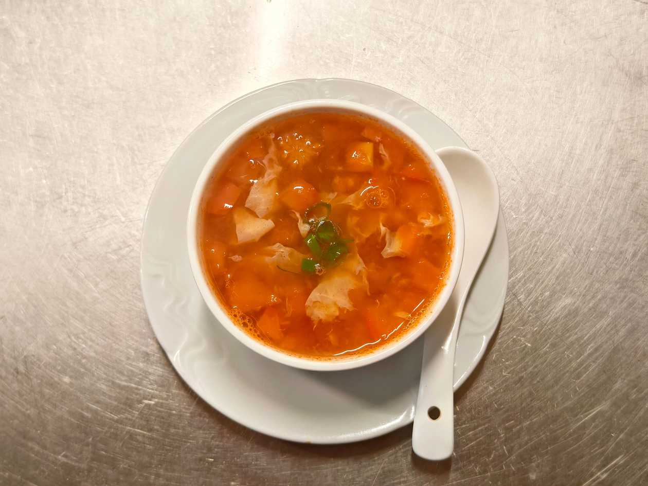 Tomato soup and eggs