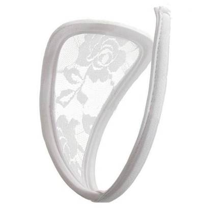 Women's Strapless C-String Lace Panties White CLW, Size S/L