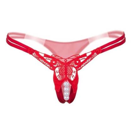 ZB1 Butterfly Red Open Crotch Panties, Size S/L
