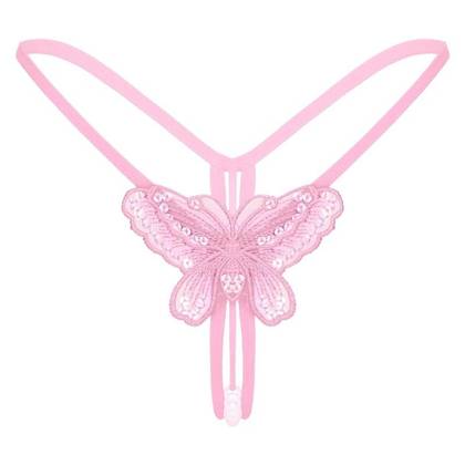 Butterfly Lyricist Pink Open Mini Panties, Size S/M