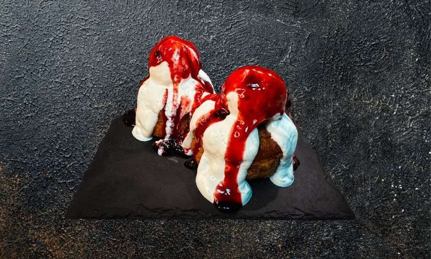 Papanași with Sour Cream and Forest Fruit Jam