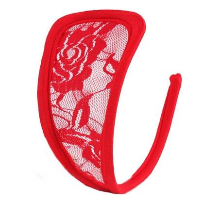 Women's Strapless C-String Lace Panties Red CLR, Size S/L