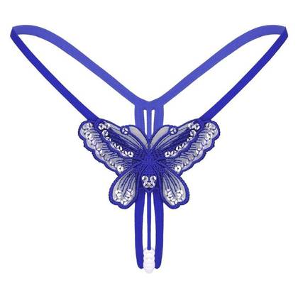 Butterfly Lyricist Blue Open Mini Panties, Size S/M