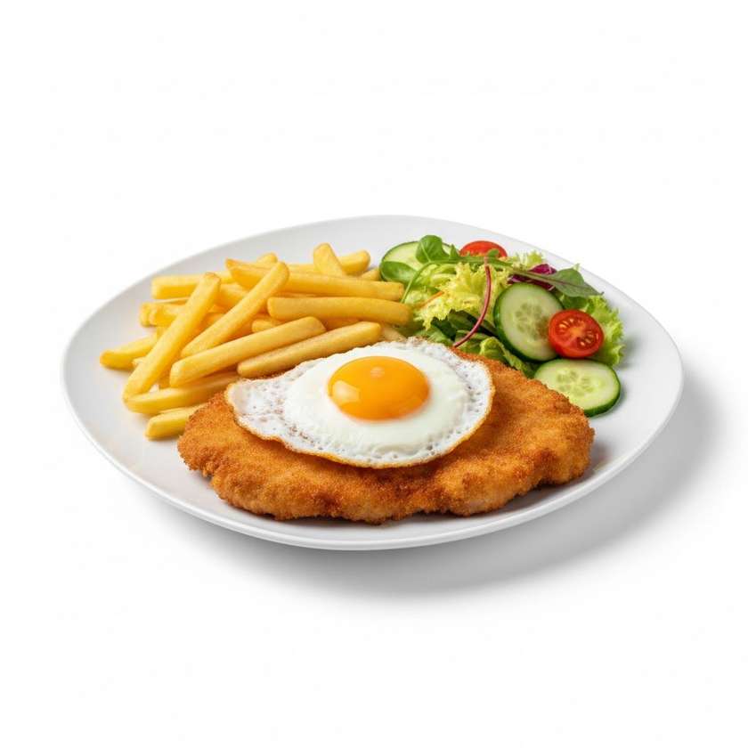 SCHABOWY Z JAJEM SADZONYM I DODATKAMI