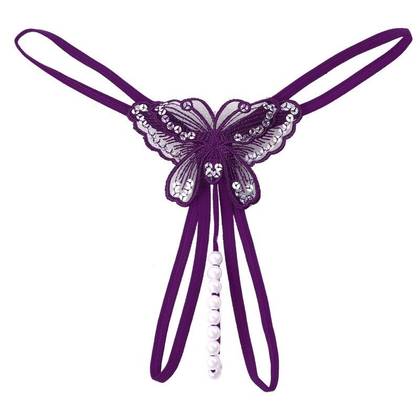 Butterfly Lyricist Purple Open Mini Panties, Size S/M